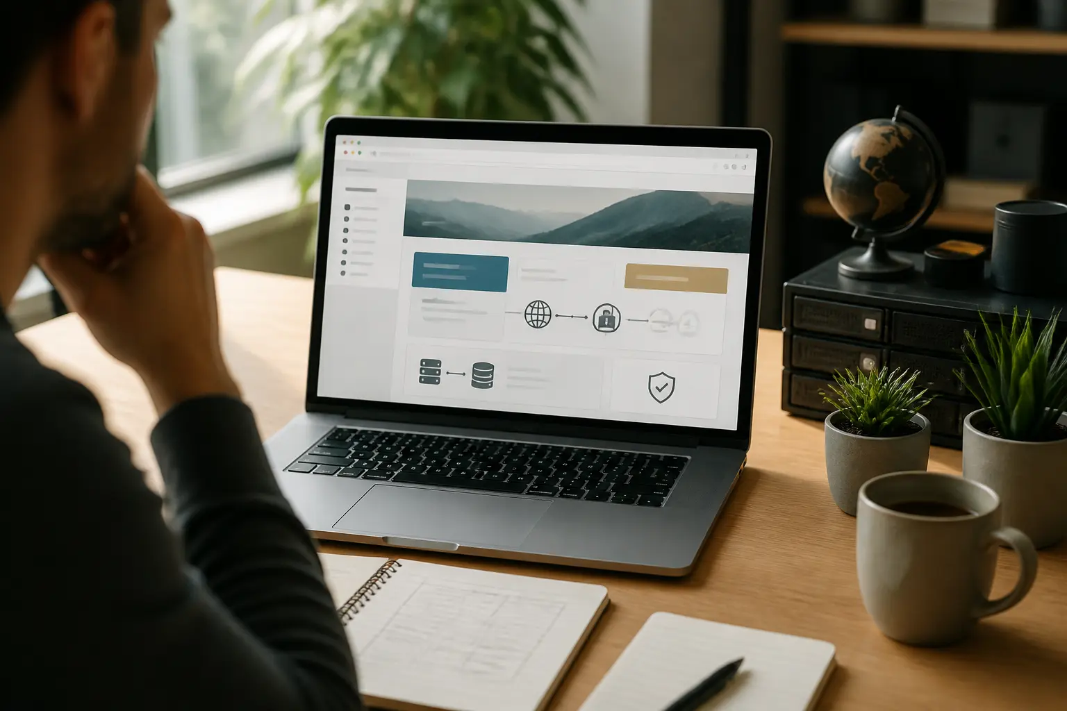 Comparaison d’un hebergeur gratuit et d’une offre payante sur écran d’ordinateur, avec domaine et cadenas SSL