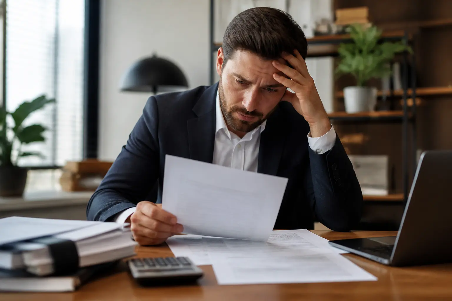 Employé français stressé lisant un jugement prud’homal et un appel, j'ai gagné au prud'homme mais mon employeur fait appel