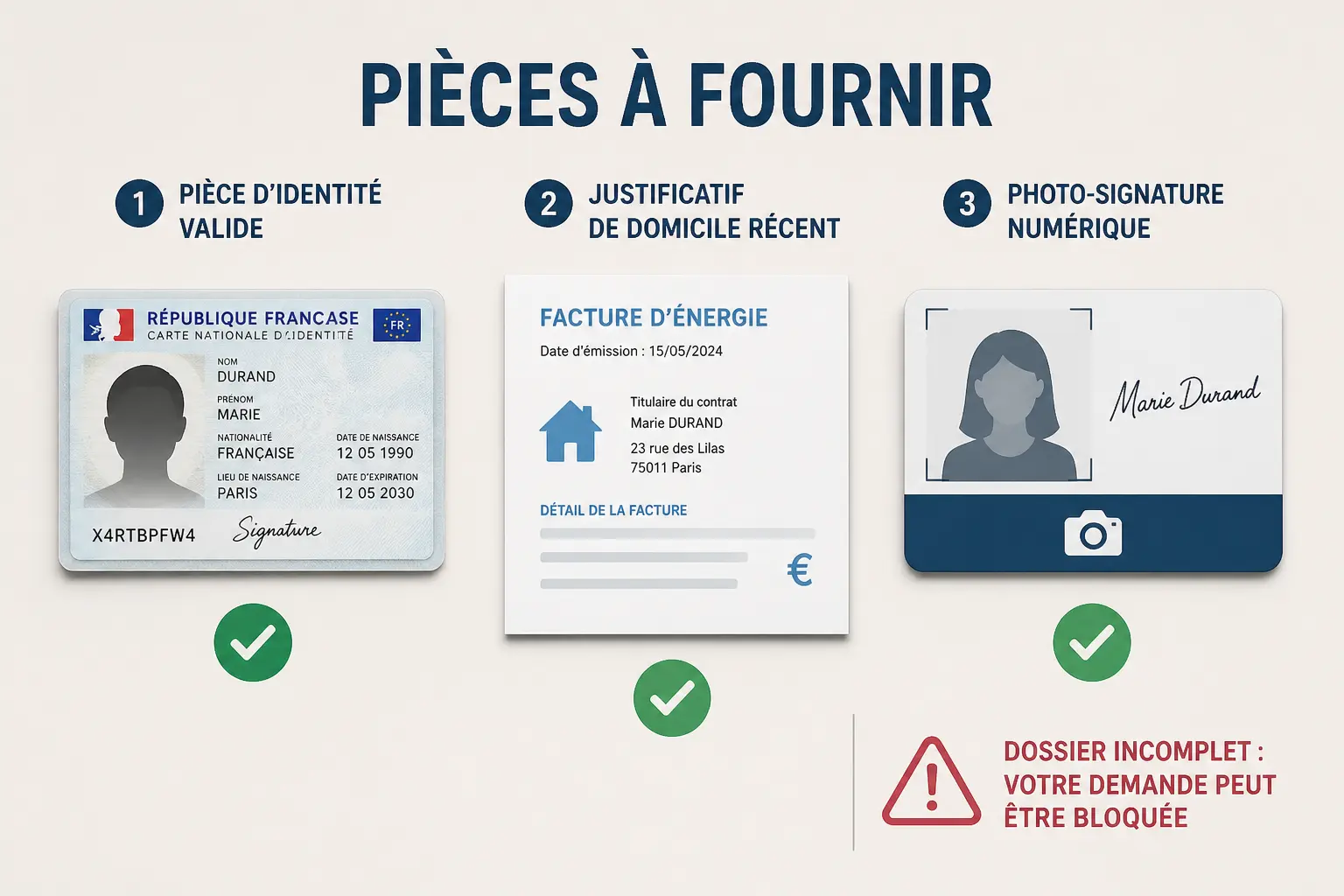 Les documents à fournir, selon votre situation