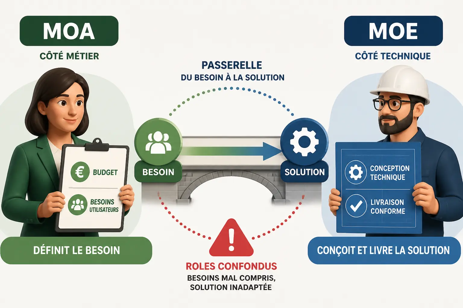 Différences entre MOA et maîtrise d’œuvre : le tableau qui évite les confusions