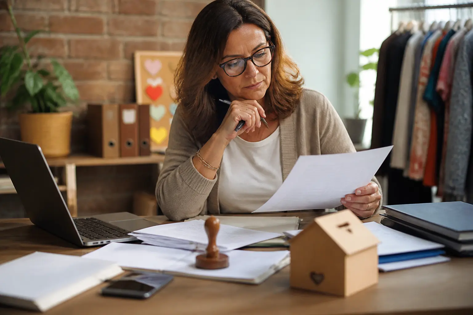 Cerfa pour don association : comptable vérifiant reçus fiscaux, papiers officiels, ordinateur et confirmation bancaire sur bureau.