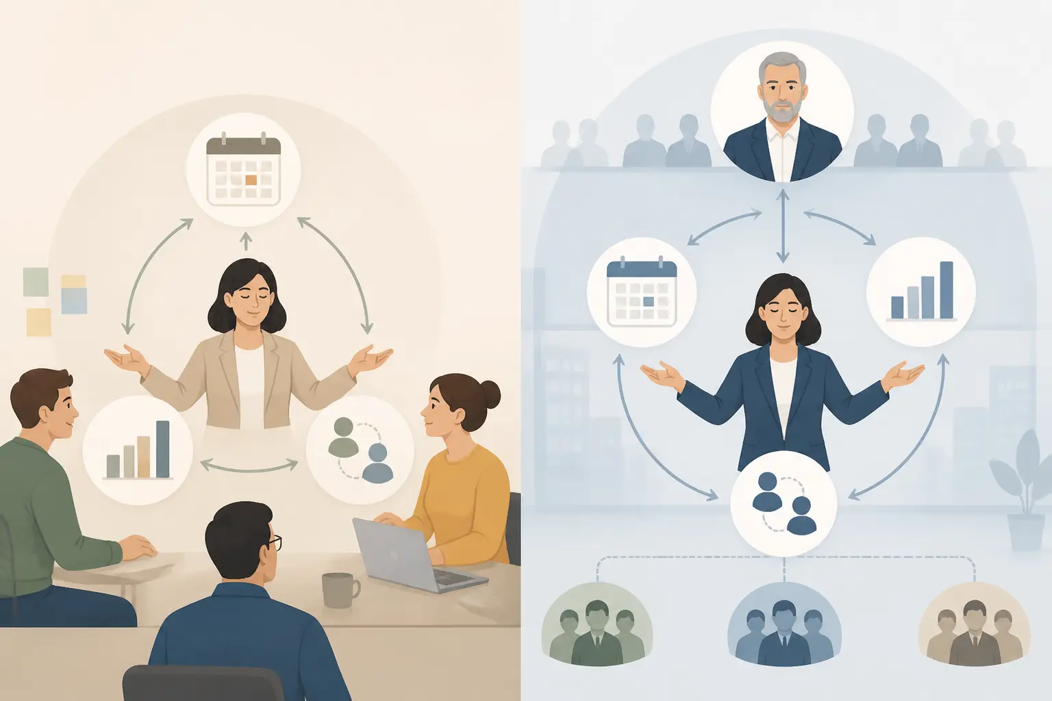 Chargé de projet au centre d’une équipe, coordonnant calendrier, budget et collaborateurs en PME et en entreprise