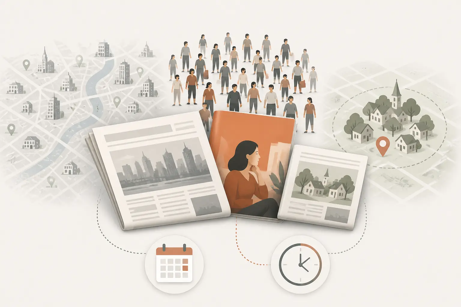 Choisir un encart publicitaire selon journal, magazine ou presse locale, avec portée et fréquence de lecture.
