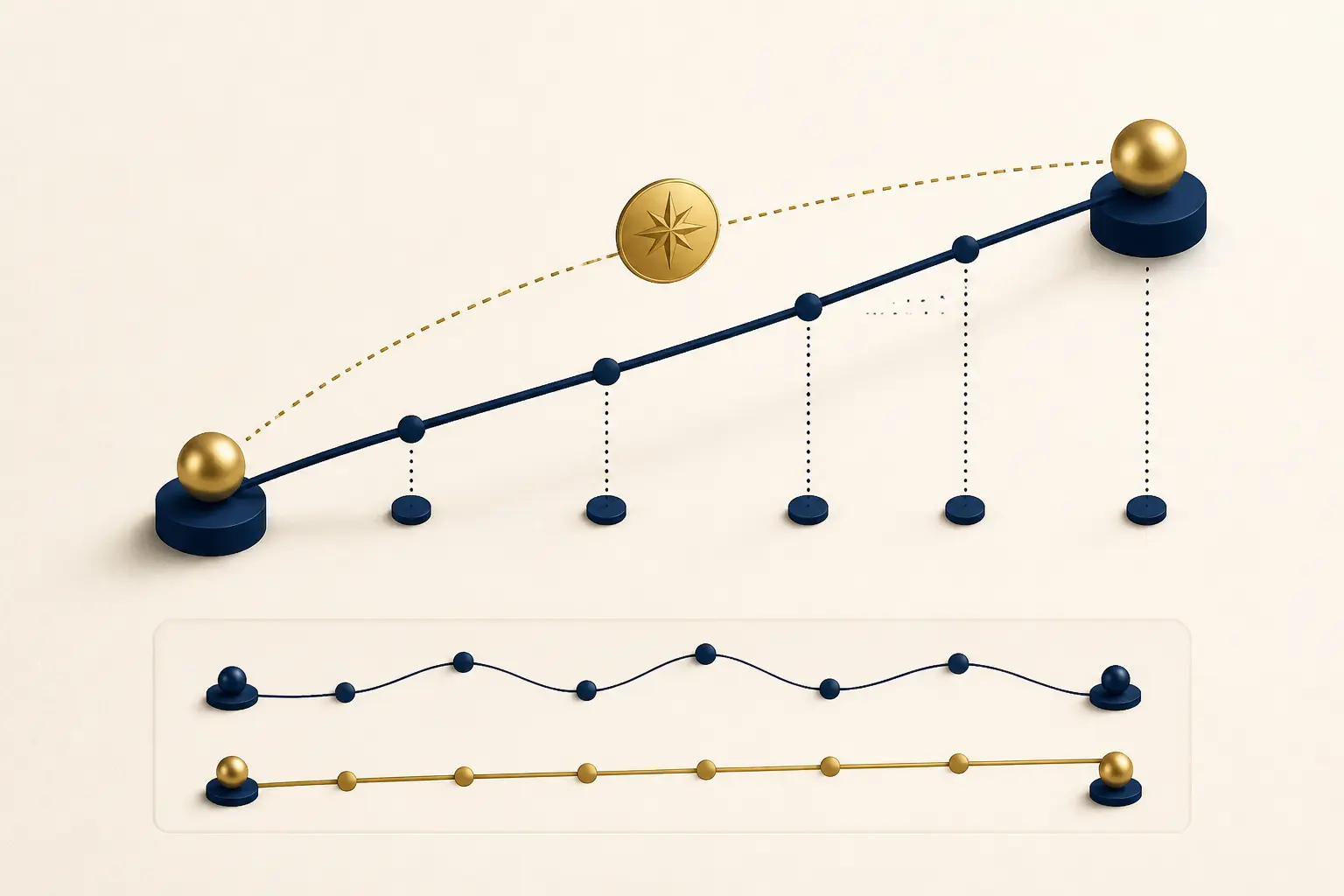 Infographie cagr montrant une croissance annuelle composée de 100 000 à 180 000 en courbe lisse, avec comparaison simple des variations annuelles.