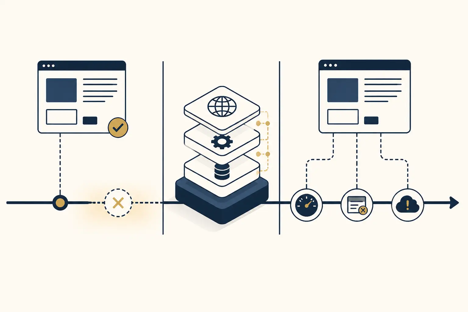 Monitoring site web comparant une vérification unique à une surveillance continue d’un service avec erreurs détectées.